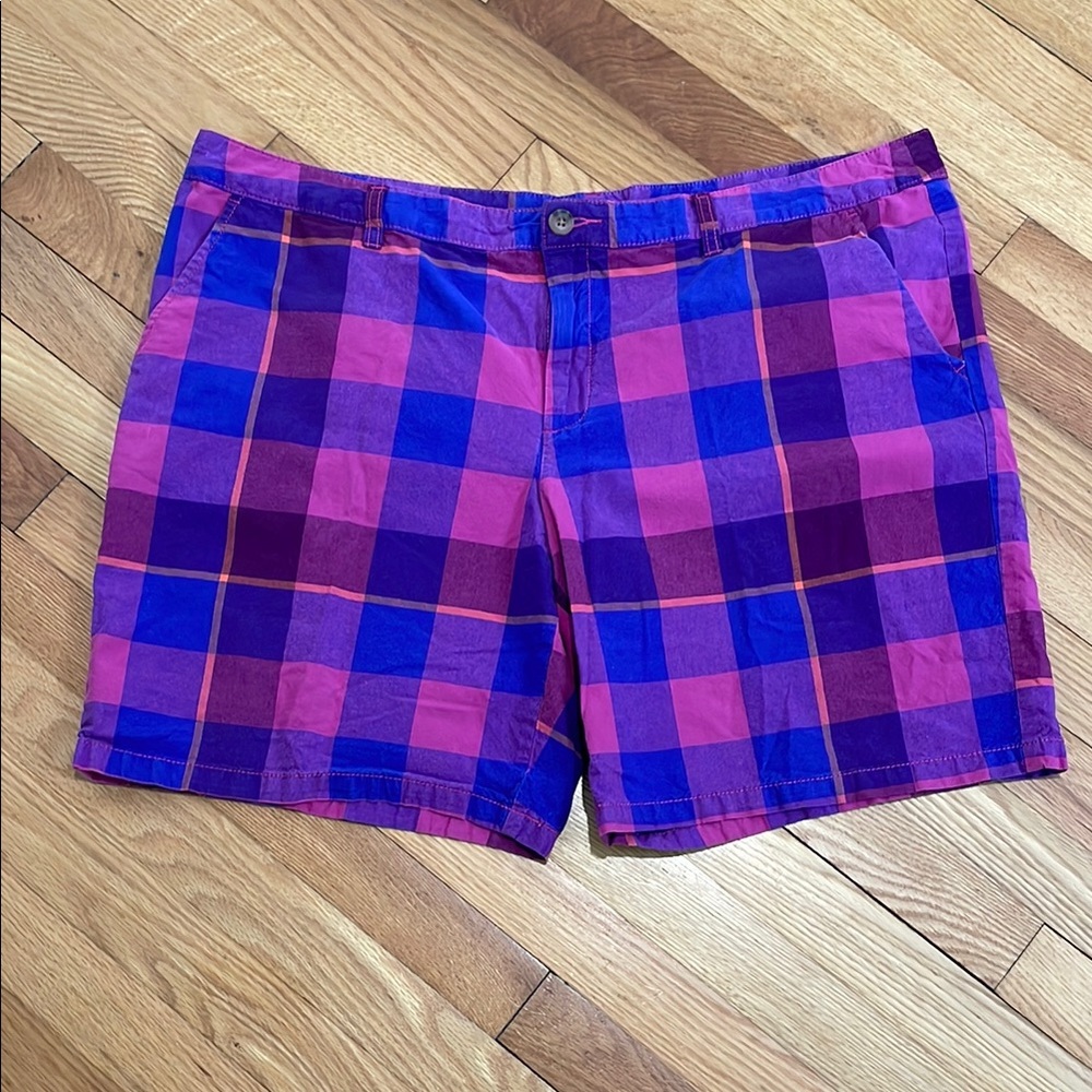 Merona Womens Square Plaid Bermuda Shorts Size 18 Twee‎ Casual Colorful Feminine